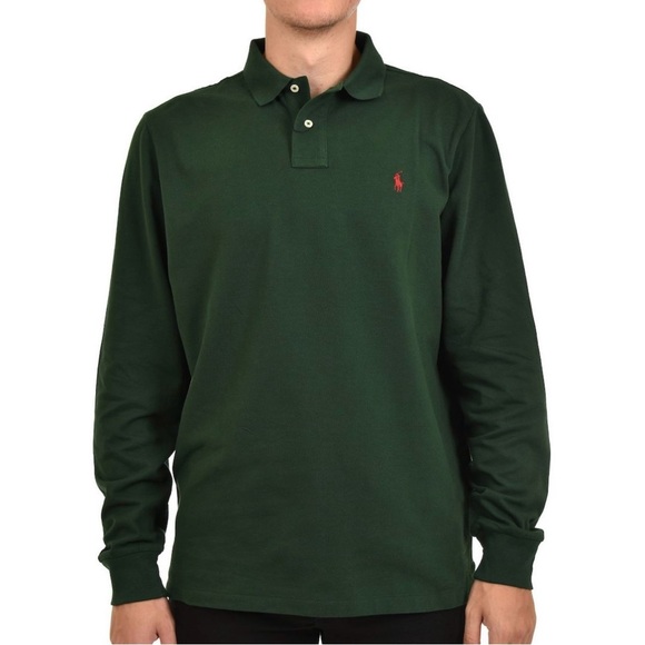 Polo Ralph Lauren Other - Polo Ralph Lauren Hunter Green Long Sleeve Vintage Cotton Polo Shirt size Medium
